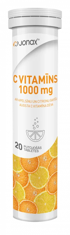 JONAX C Vitamīns 1000 mg putojošās tabletes, 20 gab.