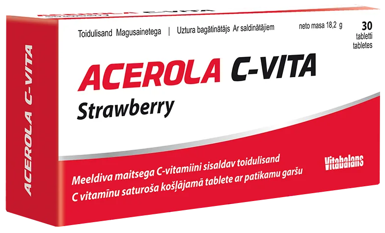 VITABALANS Acerola C-Vita Strawberry košļājamās tabletes, 30 gab.
