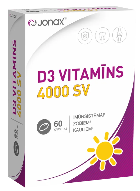 JONAX D3 vitamīns 4000 SV kapsulas, 60 gab.