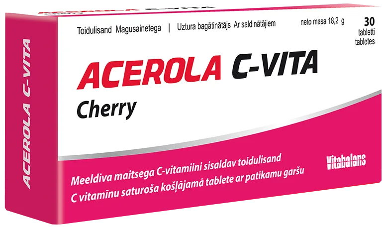 VITABALANS Acerola C-Vita Ķiršu košļājamās tabletes, 30 gab.