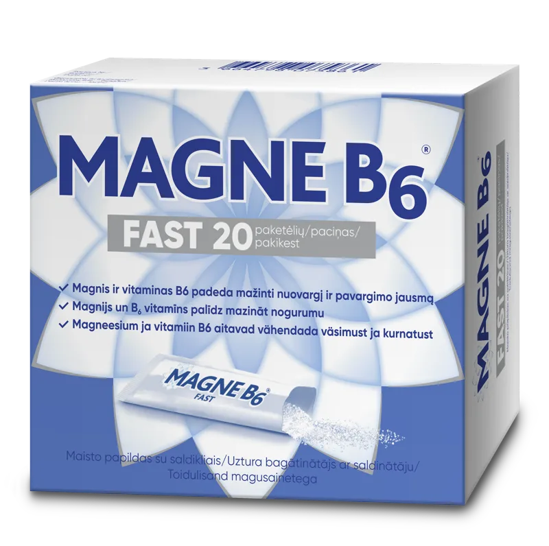 MAGNE B6 FAST (magnijs) mutē šķīstošas granulas, 20 paciņas