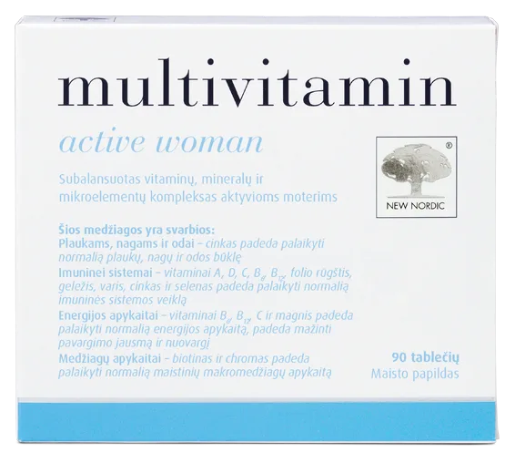 NEW NORDIC Multivitamin Active Woman tabletes, 90 gab.