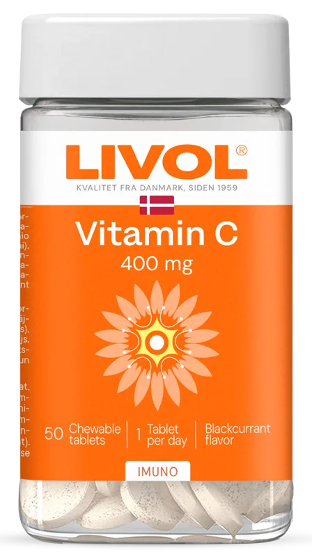 LIVOL Vitamīns C 400 mg košļājamās tabletes, 50 gab.