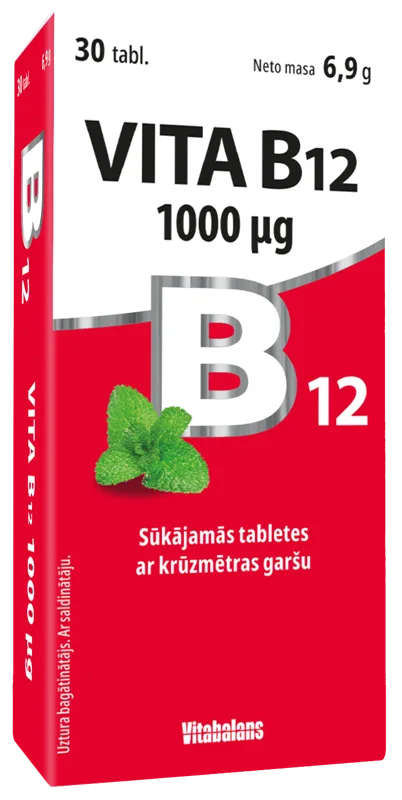 VITABALANS Vita B12 1000 µg sūkājamās tabletes, 30 gab.