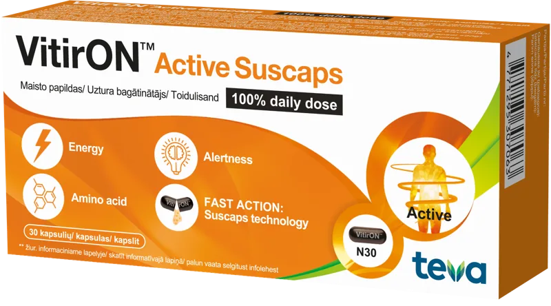 VITIRON Active Suscaps 100% Daily Dose kapsulas, 30 gab.