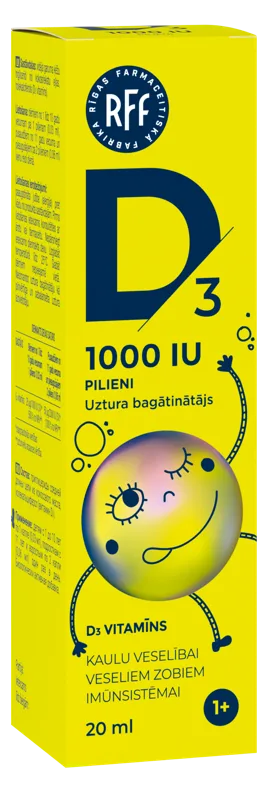 RFF D3 1000 IU pilieni, 20 ml