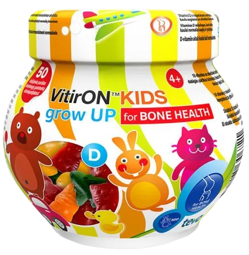 VITIRON Kids Grown UP (4+ g.v.) kaulu veselībai košļājamās pastilas, 50 gab.
