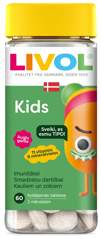 LIVOL Multi Kids Ar Augļu Garšu košļājamās tabletes, 60 gab.