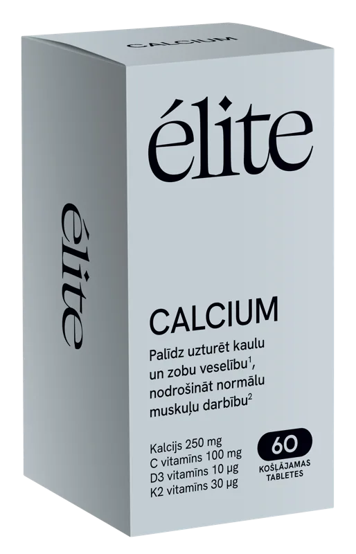 ELITE Calcium ar augļu garšu košļājamās tabletes, 60 gab.