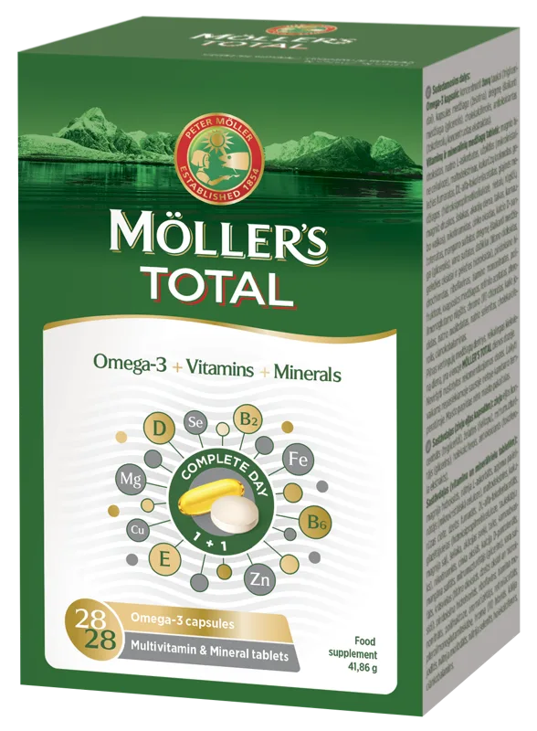 MOLLERS Total Omega-3 Zivju Eļļa tabletes + kapsulas, 56 gab.
